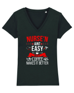 Coffee makes it better Tricou mânecă scurtă guler V Damă Evoker