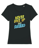 Never give up and succeed Tricou mânecă scurtă guler larg fitted Damă Expresser
