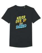 Never give up and succeed Tricou mânecă scurtă guler larg Bărbat Skater