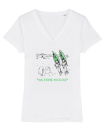 We come in peas! Tricou mânecă scurtă guler V Damă Evoker