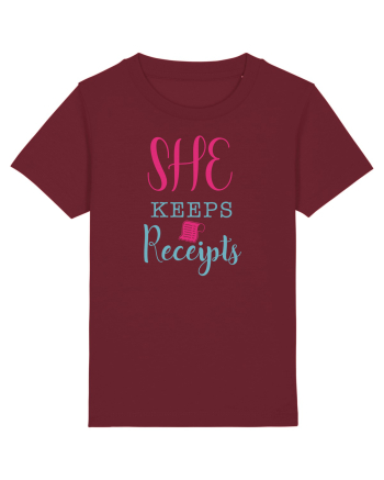 She keeps Receipts Burgundy