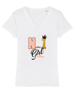 Number one Girl Tricou mânecă scurtă guler V Damă Evoker