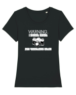 I shoot first. Tricou mânecă scurtă guler larg fitted Damă Expresser