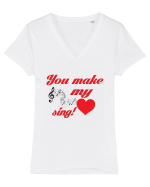 My heart sing Tricou mânecă scurtă guler V Damă Evoker