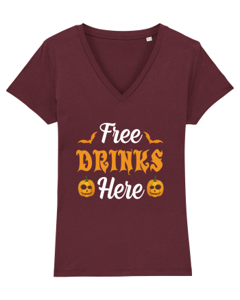 Free Drinks Here Burgundy