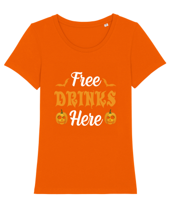 Free Drinks Here Bright Orange