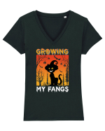 Growing My Fangs Tricou mânecă scurtă guler V Damă Evoker