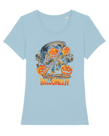 Halloween Crow Pumpkin Sky Blue
