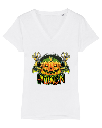 Pumpkin Halloween Bat White