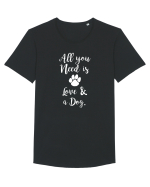 Love and a dog. Tricou mânecă scurtă guler larg Bărbat Skater
