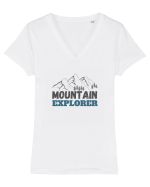 Mountain Explorer Illustration Tricou mânecă scurtă guler V Damă Evoker