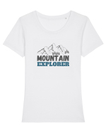 Mountain Explorer Illustration Tricou mânecă scurtă guler larg fitted Damă Expresser
