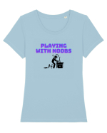 Gamer Life playing with noobs (când joci cu începători)  Tricou mânecă scurtă guler larg fitted Damă Expresser