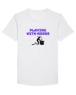 Gamer Life playing with noobs (când joci cu începători)  Tricou mânecă scurtă guler larg Bărbat Skater