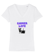 Gamer Life Girl (viața de gamer fete)  Tricou mânecă scurtă guler V Damă Evoker