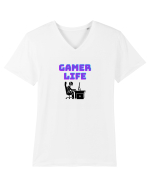 Gamer Life boy (viața de gamer băiat)  Tricou mânecă scurtă guler V Bărbat Presenter