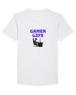 Gamer Life boy (viața de gamer băiat)  Tricou mânecă scurtă guler larg Bărbat Skater