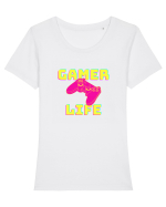 Gamer Life consolă roz Tricou mânecă scurtă guler larg fitted Damă Expresser