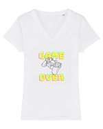Gamer Life Game Over consolă neagră  Tricou mânecă scurtă guler V Damă Evoker