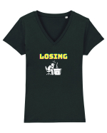 Gamer Life losing (uneori mai și pierdem) alb Tricou mânecă scurtă guler V Damă Evoker