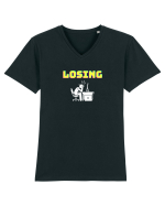 Gamer Life losing (uneori mai și pierdem) alb Tricou mânecă scurtă guler V Bărbat Presenter