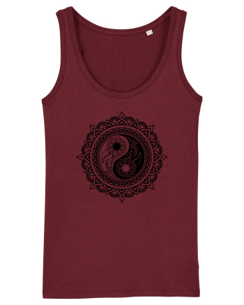 Yin Yang Symbol in a Mandala Burgundy