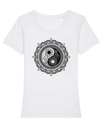 Yin Yang Symbol in a Mandala White