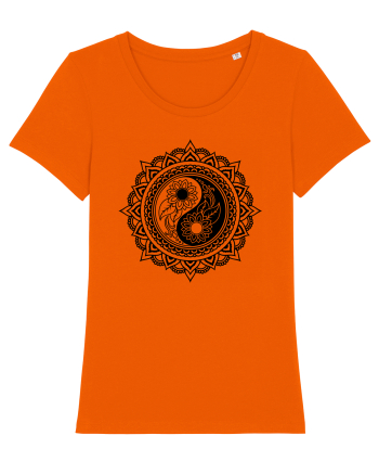Yin Yang Symbol in a Mandala Bright Orange
