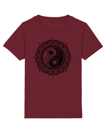 Yin Yang Symbol in a Mandala Burgundy