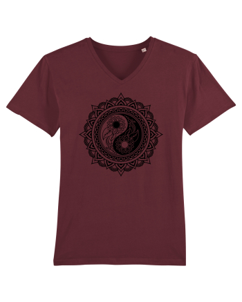 Yin Yang Symbol in a Mandala Burgundy