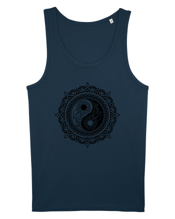 Yin Yang Symbol in a Mandala Navy