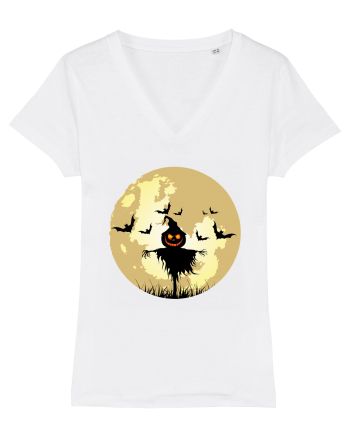 Halloween Full Moon Scary Pumpkin White