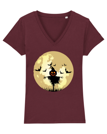 Halloween Full Moon Scary Pumpkin Burgundy