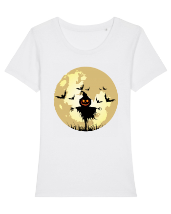 Halloween Full Moon Scary Pumpkin White