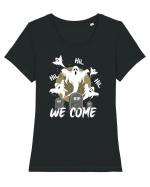 Halloween Funny Creepy Ghost Tricou mânecă scurtă guler larg fitted Damă Expresser