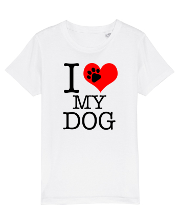I love my dog. White