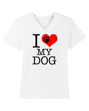 I love my dog. White