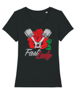 FAST LADY Tricou mânecă scurtă guler larg fitted Damă Expresser