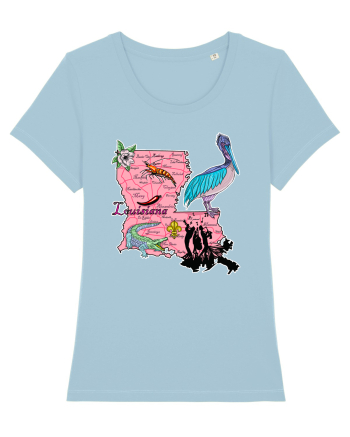Louisiana Map Sky Blue