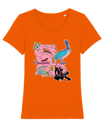 Louisiana Map Bright Orange