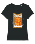 Monster Halloween Pumpkins Tricou mânecă scurtă guler larg fitted Damă Expresser