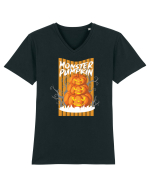 Monster Halloween Pumpkins Tricou mânecă scurtă guler V Bărbat Presenter