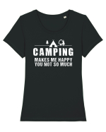 Camping makes me happy Tricou mânecă scurtă guler larg fitted Damă Expresser