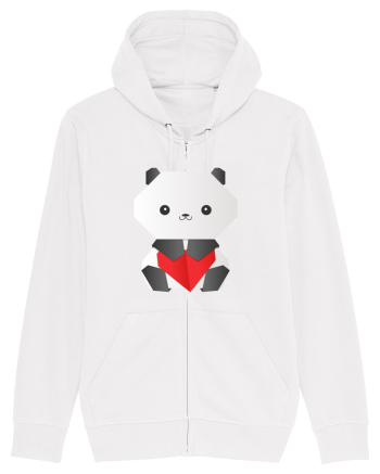 Cute Origami Baby Panda Hugging A Heart White