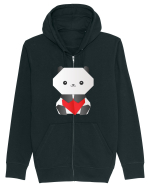 Cute Origami Baby Panda Hugging A Heart Hanorac cu fermoar Unisex Connector