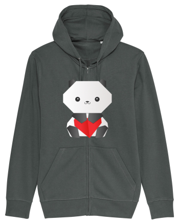 Cute Origami Baby Panda Hugging A Heart Anthracite