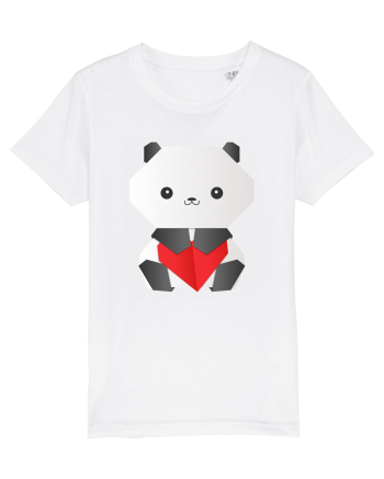 Cute Origami Baby Panda Hugging A Heart White