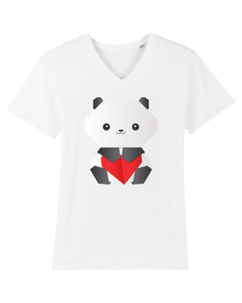 Cute Origami Baby Panda Hugging A Heart White
