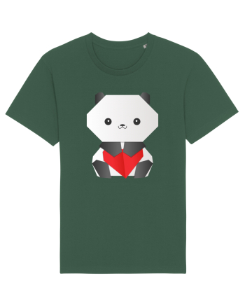 Cute Origami Baby Panda Hugging A Heart Bottle Green