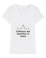 Cafeaua  ma mentine in viata Tricou mânecă scurtă guler V Damă Evoker